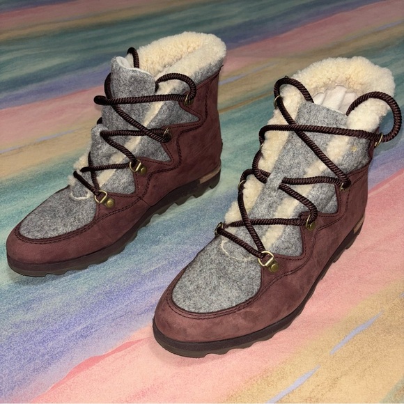 SOREL-Alpine Red Leather Booties women’s size 9 - Picture 5 of 12